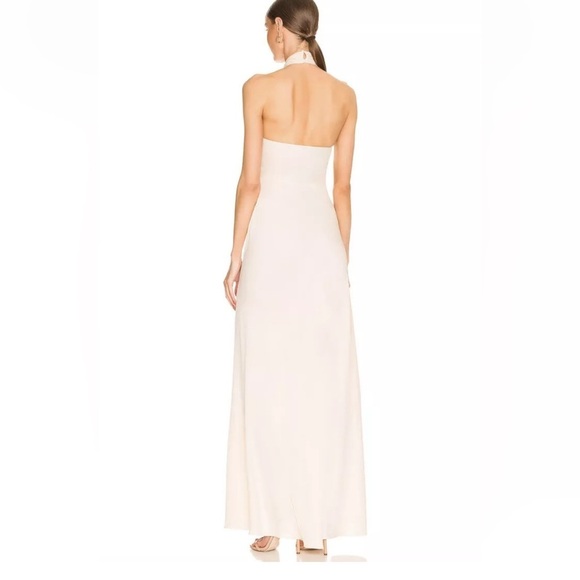 NWOT Ronny Kobo Collection Selina Ivory Halter High Slit Formal Maxi Dress Large - Picture 3 of 17